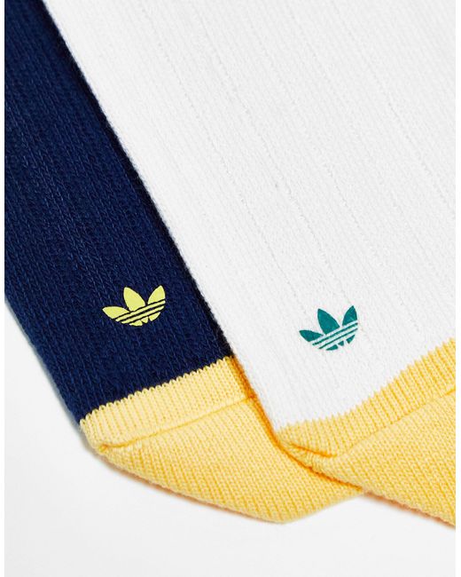 Confezione da 2 paia di calzini rétro con bordino di Adidas Originals in Blue