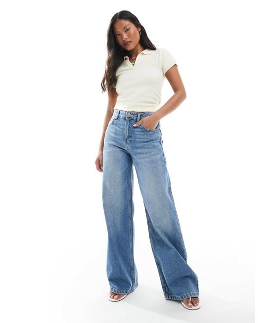 Pull&Bear Blue Petite– weit geschnittene jeans