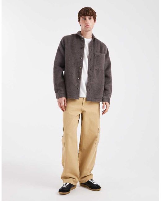 ASOS Gray Brushed Wool Look Overshirt for men