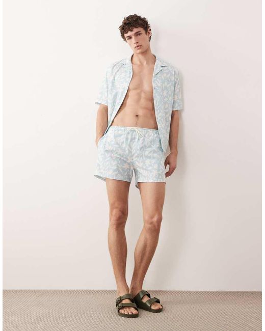 Free Society Natural Leaf Print Swimshort for men