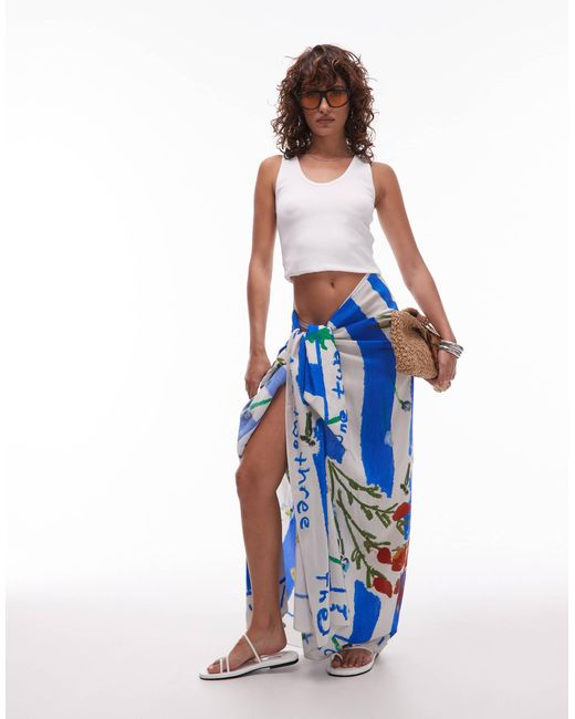 TOPSHOP Blue – sarong mit blau-mehrfarbigem mykonos-print
