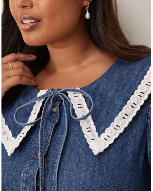 ASOS Blue Asos design curve – langärmliges mini-jeanskleid