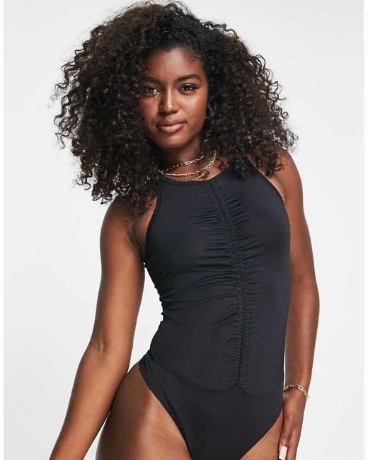 Miss Selfridge Black Ruched 90S Body