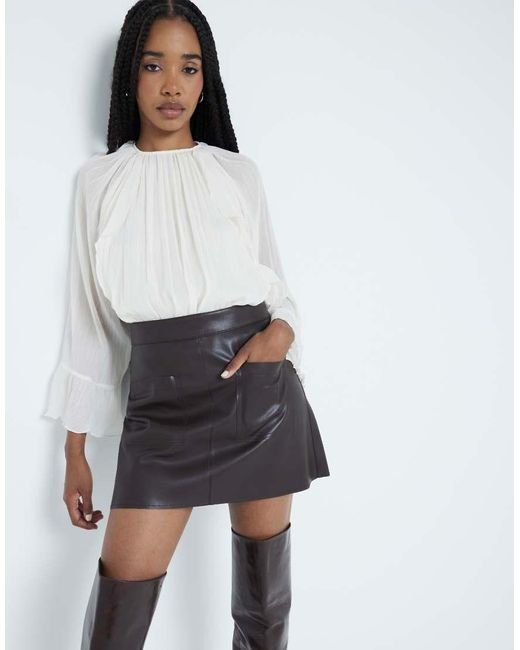 River Island White Faux Leather Patch Pocket Mini Skirt