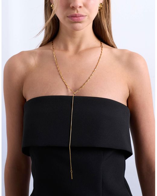 TOPSHOP Black Morgan Stainless Steel Twisted Long Chain Necklace