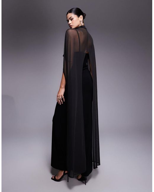 ASOS Black exaggerated Cape Maxi Dress