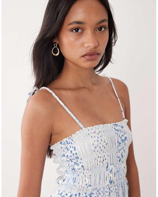 Miss Selfridge White Shirred Cami Mini Dress