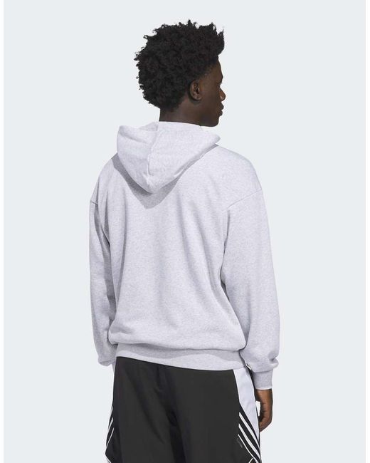 Adidas Originals White Basketball Graphic Hoodie for men