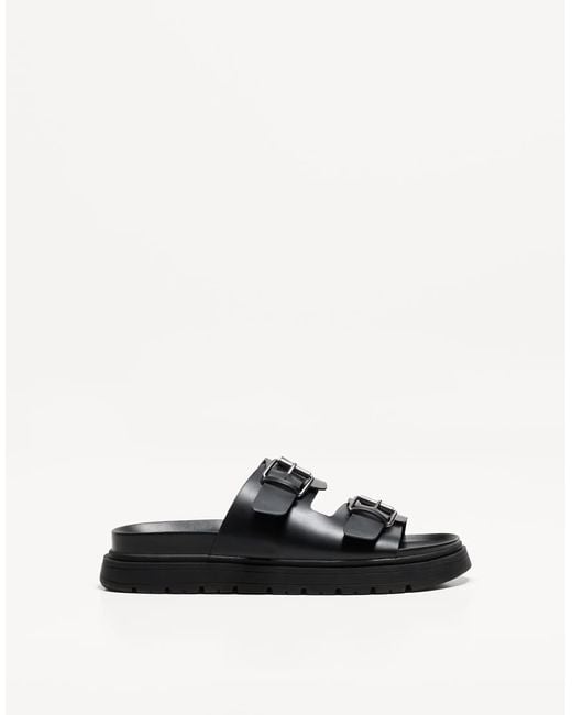 Bershka White Buckled Sandals for men