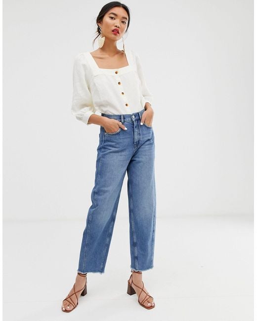 whistles square neck linen blouse