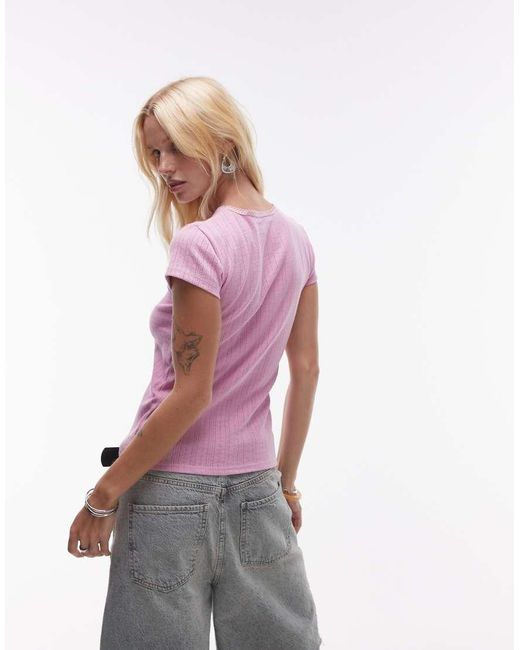T-Shirt Traforata di TOPSHOP in Pink
