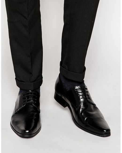HUGO Black Leather Derby Shoes for men