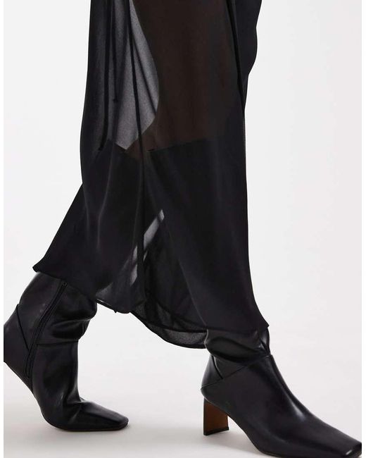 ASOS Black Sheer And Solid Wrap Maxi Skirt