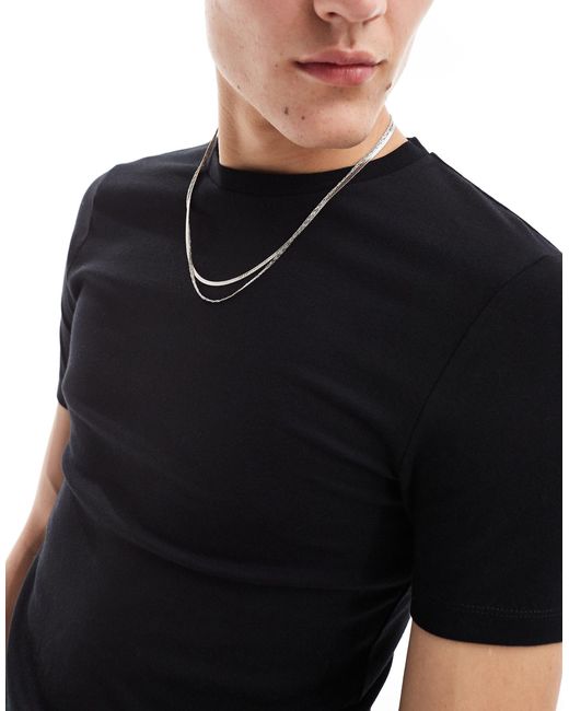 ASOS Black Muscle Fit T-shirt With Crew Neck for men