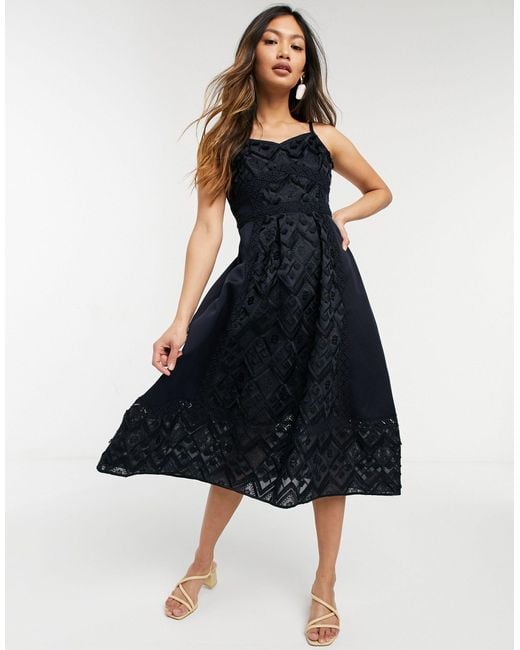Ted Baker Blue Mixed Geo Lace Midi Dress