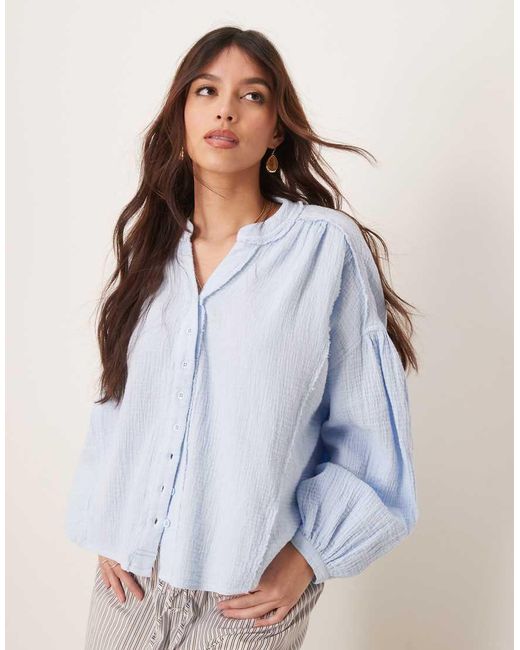 Free People White Valley Double Cloth Smock Blouse