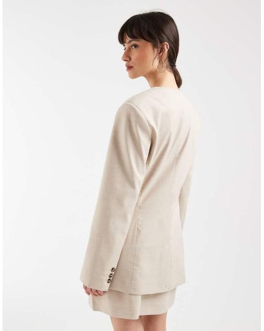ASOS Natural Tailored High Neck Button Blazer