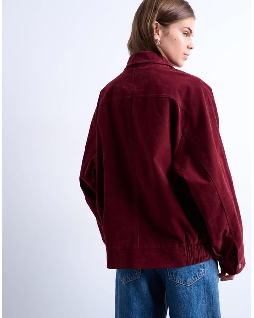 TOPSHOP Red – jacke aus wildlederimitat