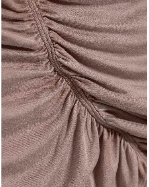Monki Brown Fitted Asymmetric Festival Top
