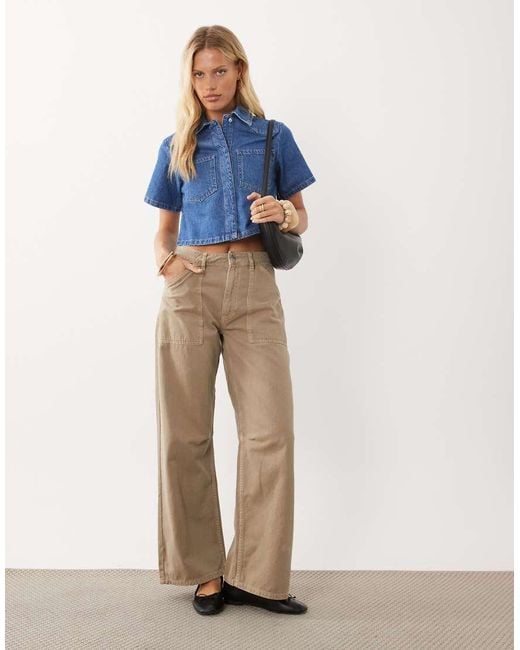 ASOS Blue Denim Crop Shirt