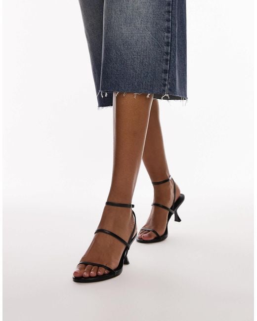 TOPSHOP Iva Minimal Strappy Mid Heel Sandals in Blue Lyst Canada