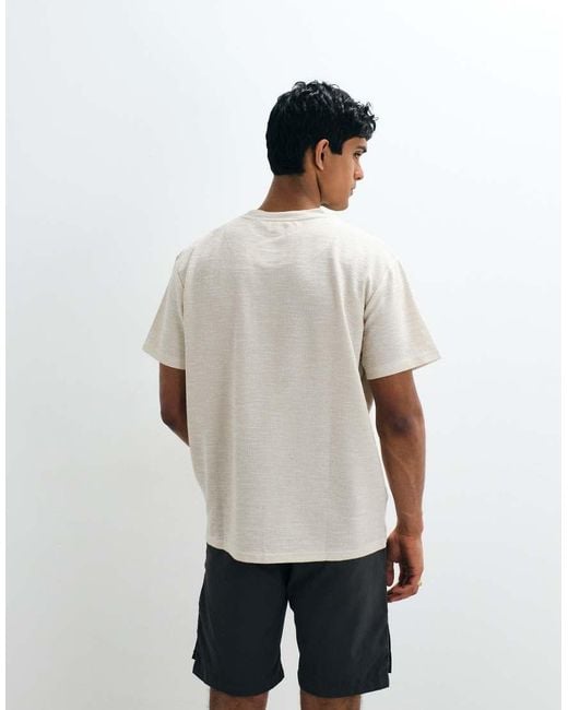 Brave Soul White Oversized T-shirt With Mock Neck for men