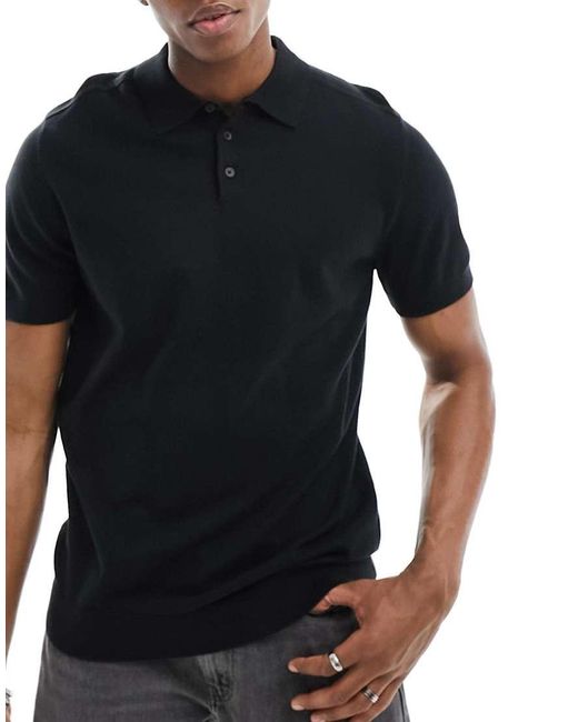 SELECTED Gebreide Polo in het Black voor heren