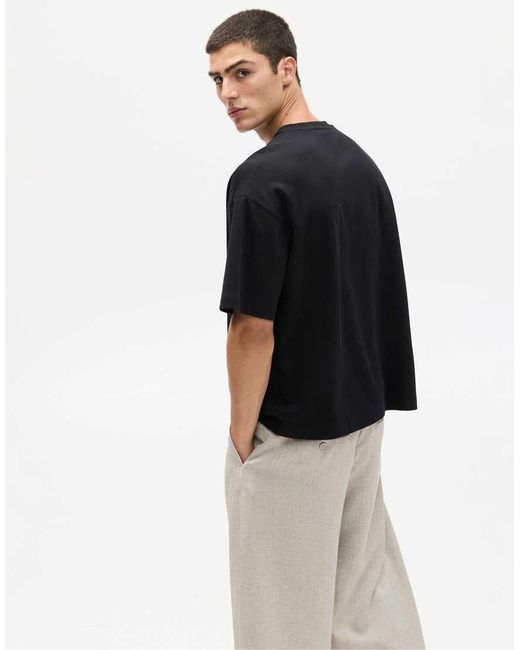 Pull&Bear Black Heavy Weight T-shirt for men