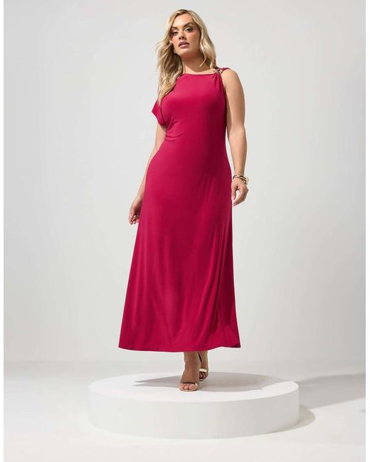 Yours Clothing Pink Metal Buckle Detail Maxi Dress