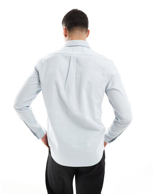 ASOS White Regular Seersucker Shirt for men