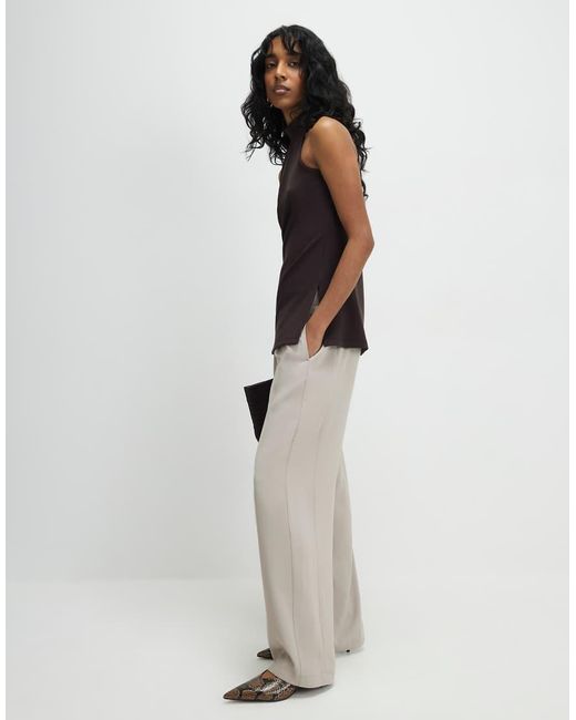 River Island Natural Tailored Elasticated Wide Leg Trousers