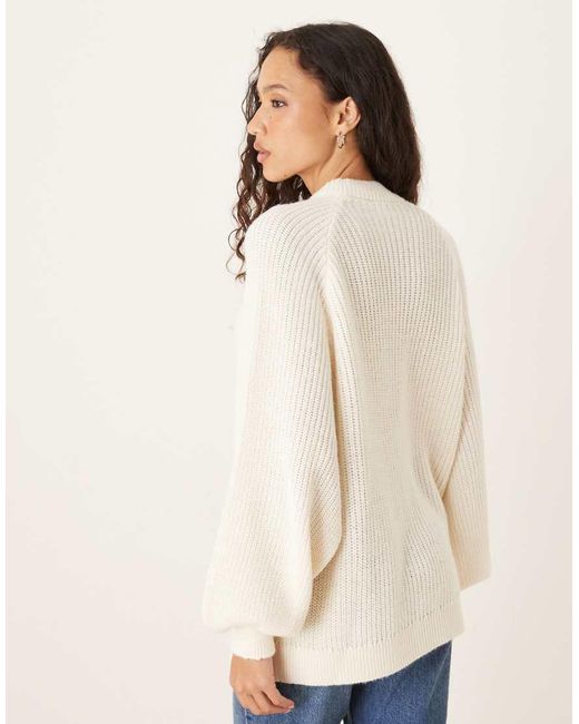 ASOS White Knitted Oversized Jumper With Balloon Sleeve
