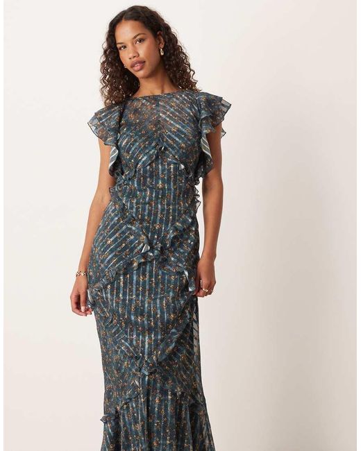 ASOS Multicolor Maxi Dress With Frill Body Detail