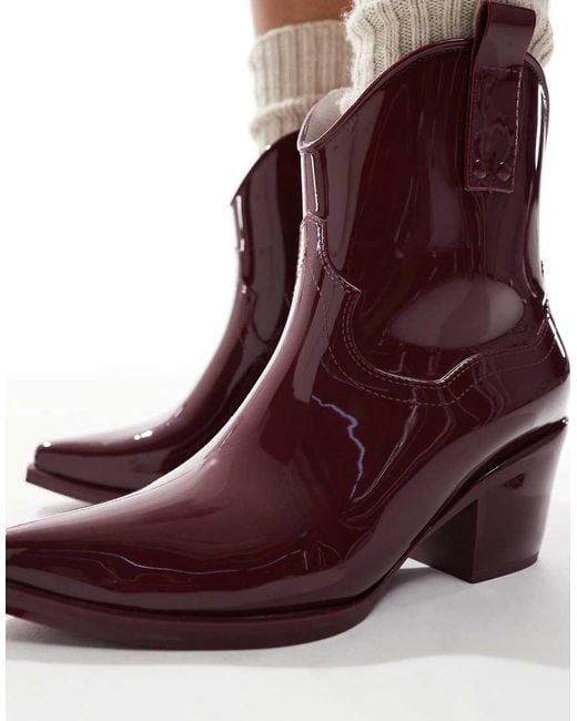 Glamorous Purple Welly Western Boots