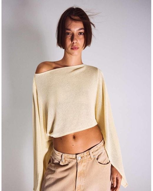 Bershka Natural Long Sleeve Cape Jumper