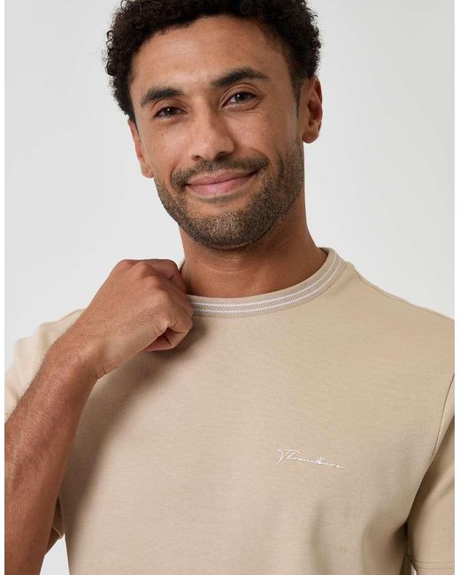 Threadbare Natural Cotton Crew Neck Script T-Shirt for men
