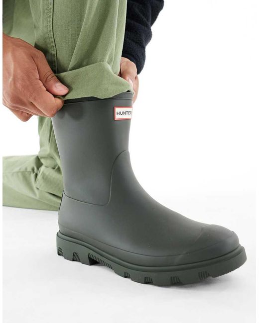 Hunter Green Unisex Downpour Short Wellington Boot