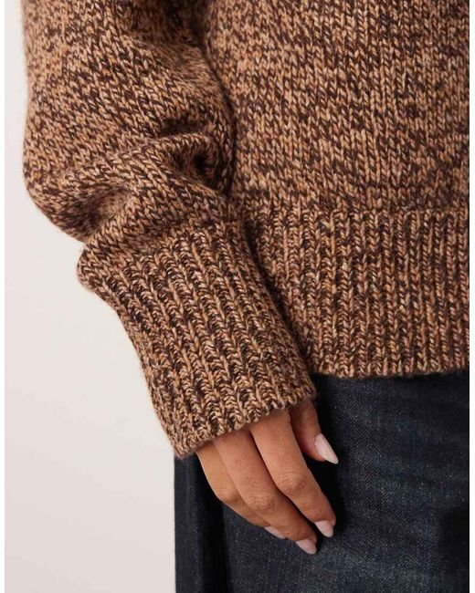 ARRANGE Brown Marl Knit Merino Rich Boyfriend Cardigan