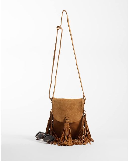ASOS White Suede Fringe Crossbody Bag