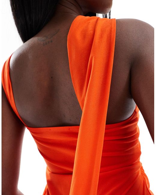 Vestido midi sin mangas con detalle ASOS de color Orange