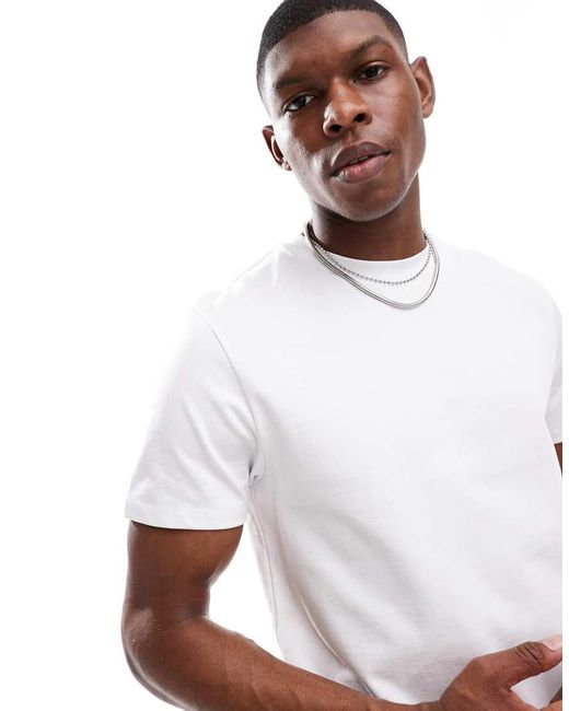 T-Shirt Girocollo Bianca Molto Pesante di ASOS in White da Uomo