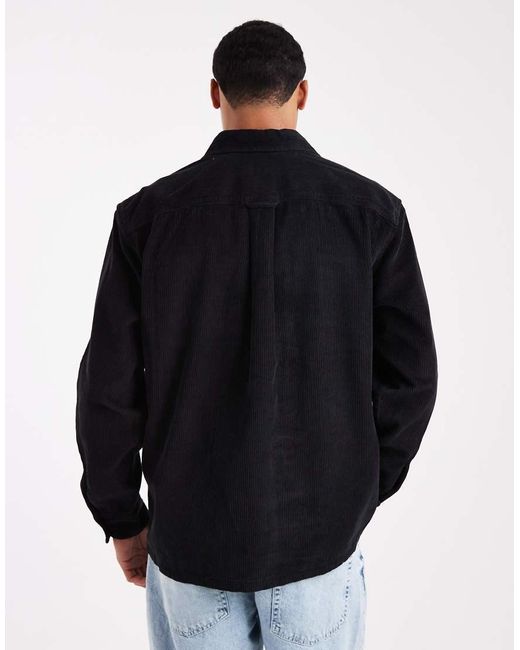 Jack & Jones Black Oversize Cord Overshirt for men