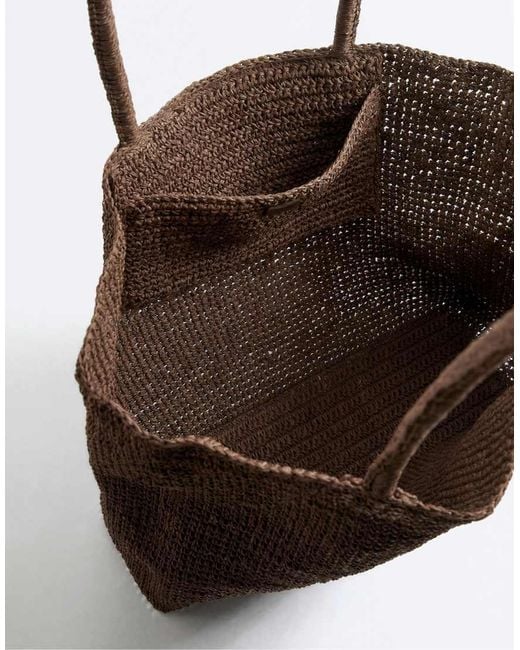 Oysho Brown Woven Paper Shopper