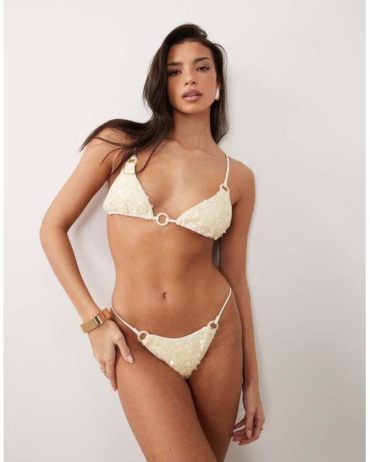 ASOS Brown Jessica Textured Sequin Triangle Bikini Top