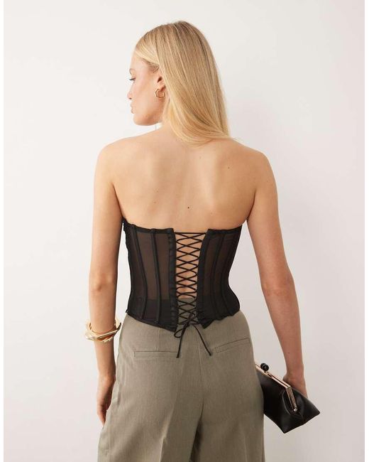 Oh Polly Black Mesh Strapless Corset