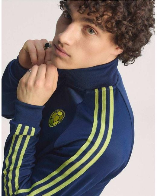 Adidas Originals Blue Colombia National Team Originals Full-Zip Track Jacket for men