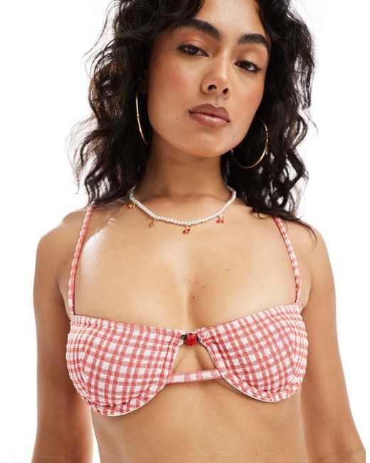 ASOS Red Rosalie Balcony Bikini Top