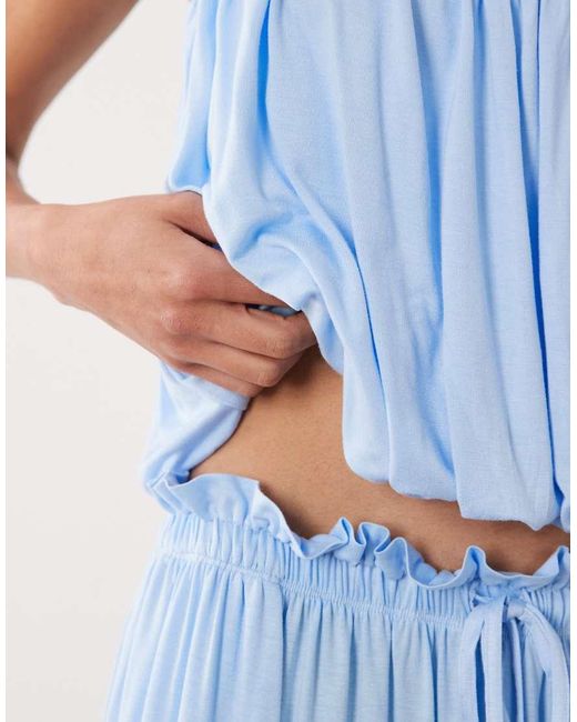 ASOS Blue Bandeau Ruched Co-ord Crop Top