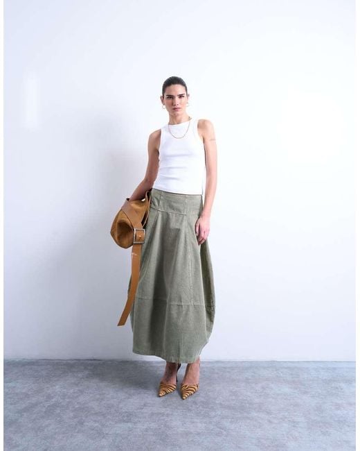 TOPSHOP White Seamed Barrel Maxi Skirt