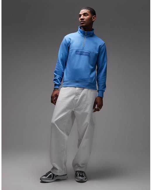 Napapijri Blue Box Logo Half Zip Sweatshirt for men